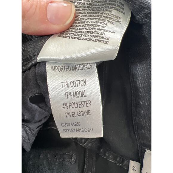 Agolde Jeans Sophie Mid Rise Skinny Temple Black Heavy Distressing 24 / 0 - Picture 9 of 13